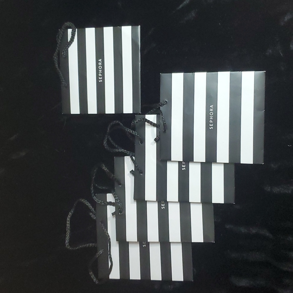 SEPHORA Luxury Black & White Striped Shopping GIFT BAGS - 5 - Empty - EC